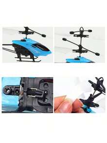 Juguete de helicóptero teledirigido con suspensión anticaída para niños de alta calidad - Azul - Ver 3