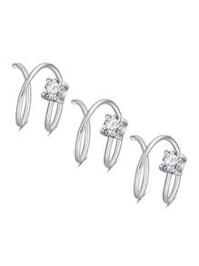 Inel de nas dublu, cerc pentru piercing simplu, oțel inoxidabil, spirală răsucită, 20G, 8/10mm, piercing nas, cerc pentru femei, inel de nas în formă de stea