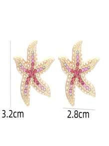 1 Par de Brincos de Estrela do Mar com Pérola e Chique, Brincos com Estilo Oceânico Elegante, Adequados para Uso Diário e Férias