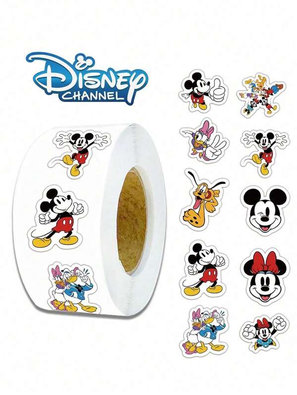 Disney 500 Sheets/Roll DIY Cartoon Cute Mickeymouse Donald Duck Stickers For Diary Scrapbook Stationery Sealing Labels Phone Birthday Gift Decoration Stickers