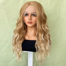 Women's Wigs, Blonde Wavy Curly Wigs, 13*4*1 T-Type Lace Synthetic Wigs, Suitable For Daily Party Festivals And Role-Playing Wigs