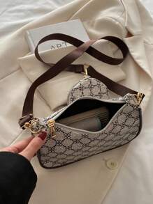 Bolso cuadrado con patrón geométrico mini con monedero, bolso retro con patrón cuadrado clásico para mujer con monedero colgante, bolso de mujer con bolsillo para monedas