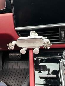 Flower Decor Car Phone Holder - White - View 5