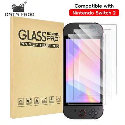  Protector de pantalla de vidrio templado DATA FROG para Nintendo Switch 2, película protectora HD antiarañazos compatible con accesorios de juego de Switch 2
