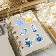 50张蓝色简约清新韩式DIY便签贴纸墙面玻璃文具装饰学校用品返校 - 彩色 - 查看 10