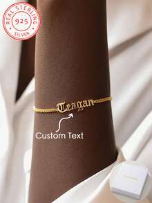 925 Silver Custom Ladies Fashion Bracelet, Unique Font Personalized English Name Bracelet , Suitable For Vacation Wear, Daily Out Wear Fashion Jewelry - Multicolor - View 1