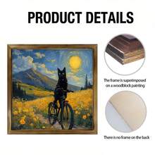 1 幅 2D 平面黑猫与水果碗壁画 - 复古木框油画，梵高风格星夜装饰，适合客厅、卧室、办公室 - 独特的家居礼物创意，桌面装饰，趣味设计，木框，2D 平面艺术品