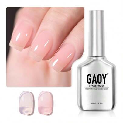 GAOY Pink JellyGel Nail Polish, 16ml Sheer Translucent Soak Off Gel Polish, UV Light Cure For NailDIY, 1643 Milky Pink