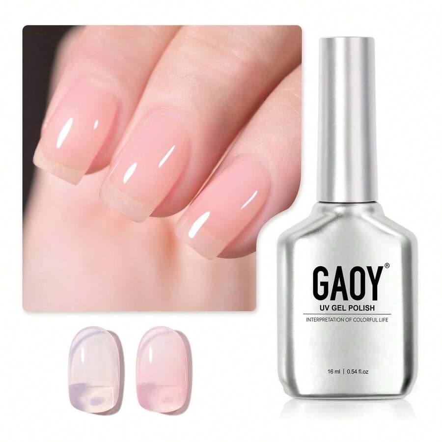 GAOY Pink JellyGel Nail Polish, 16ml Sheer Translucent Soak Off Gel Polish, UV Light Cure For NailDIY, 1643 Milky Pink