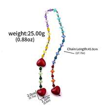 Llavero con cuentas y corazón rojo de estilo coreano Y2K, adecuado como pequeño regalo sorpresa para amigos, familiares o novia - Colgante de bolsa con cristal rosa y azul - Multicolor - Ver 9