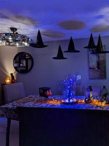 Sombrero de mago negro de Halloween, sombrero de mago de tela Oxford, accesorio de disfraz, sombrero de bruja puntiagudo, sombrero de mago para fiestas y festivales