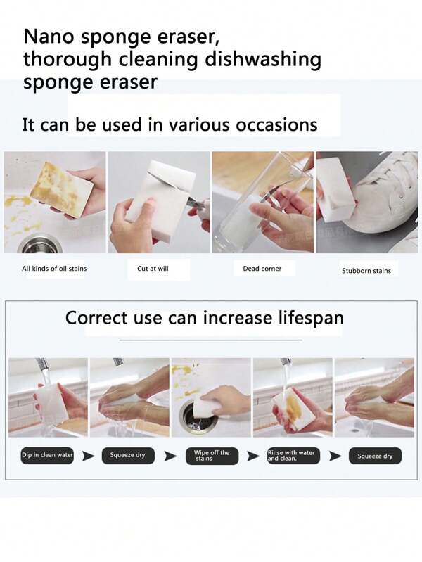 6/8/12/16/24/32/48pcs,Magic Sponge Eraer,Foam Cleaning Pad,Multifunctional Household Cleaning Sponge,Kitchen Dishwashing Sponge,Suitable For Furniture,Bathroom,Bathtub,Sink,Floor.Wall.Cleaning Supplies,Household Gadgets,Ready For School