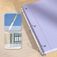 White Loose Leaf Paper 130 Sheets Filler Paper 8 * 10.5 College Ruled 3-Hole Punched 3-Ring Binders Notebook Lined 8 X 10.5 - 紫色1包 - 查看 5