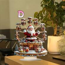 1pc Bohemian Style Acrylic Christmas Village Ferris Wheel Desktop Decor, British-Style Architecture Decoration, Multi-Purpose Bohemian Style Plaque, Suitable For Home, Office, Indoor, Outdoor, Cafe, And Dessert Shop Holiday Decoration - Non-Electric
