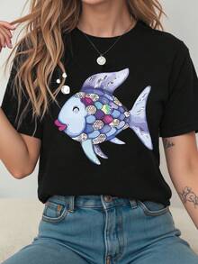 Áo thun ngắn tay màu trơn, đa năng, cỡ lớn, màu đen, thích hợp cho mùa hè. - màu đen - Xem 1