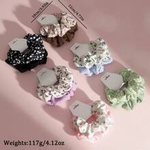 12件/套 女士时尚甜美纯色发圈，彩色碎花布艺发绳，简约纯色，发饰，发圈发绳马尾辫发饰弹力发带 - 彩色 - 查看 4