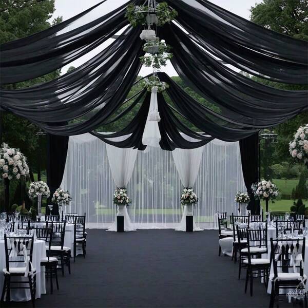 Cortina de organza transparente para decoração de arco de casamento - Tamanho: 76 cm a 59 cm/81 cm/100 cm. Cenário romântico grande de organza para decoração de cerimônias, recepções e festas, a escolha perfeita para decoração de festas de casamento.
