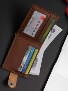 1 Piece - New Men's Short Wallet With Buttons High Appearance Level Patchwork Leather Multi-Slot Coin Purse Men's Card Bag For Men Wallet Mini Wallet Purse Wallet Men Wallet Leather Small Wallet Money Wallet