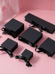 1 件女士便携式翻盖珠宝盒，方形丝带礼品盒，适用于戒指、手表、项链、耳环 - 彩色 - 查看 4