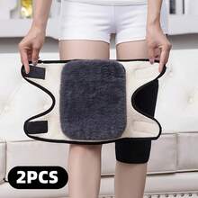 1件/2件防风膝毯秋冬加厚抓绒腿套柔软舒适羔羊毛开放式保暖护膝可调节毛绒均码适合老年人时尚男女日常防寒针织护膝 - 彩色 - 查看 15