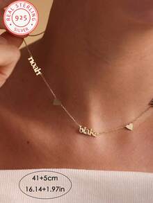 Collar con colgante de corazón de plata de ley 925 personalizado con múltiples nombres grabados, regalo para damas de honor - Multicolor - Ver 4
