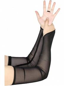 Women's Long Fingerless Sheer Gloves Tulle Mesh Gloves Wedding Bridal Opera Party Halloween Costume