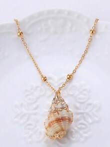1pc Shell Pendant Necklace, Bohemian Beach Jewelry - Multicolor - View 9