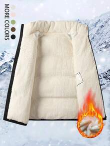 Manteau d'hiver casual pour hommes, doublé thermique matelassé, fermeture éclair avant, doublure en peluche, capuche amovible, tissu épais, manteau à manches longues pour l'hiver - Noir - Voir 4