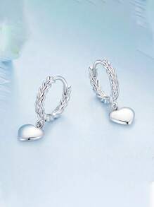 1 paire de boucles d'oreilles design cœur en argent 925, boucles d'oreilles élégantes et romantiques en forme de twist, convient pour le port quotidien, les rendez-vous, les vacances, les jours fériés et les cadeaux