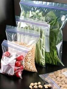 15/20/30/40/65pcs, Clear Zipper Bag, Sealed Food Storage Zip Lock Bag, For Biscuit Cookie Candy Snack Dry Fruit Grain Cereal Spices, Portable Leakproof Food Fresh-Keeping Container For Fridge, Vacuum Sealer Bags, Kitchen Accessories