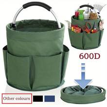 1 件 600D 牛津布花园工具储物桶，多口袋手持折叠桶，花园工具收纳袋