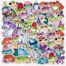 SCXXBSW 50 片可爱青蛙 PVC 贴纸 - 彩色贴花适用于笔记本电脑、手机壳、吉他、滑板等。 - 彩色 - 查看 11