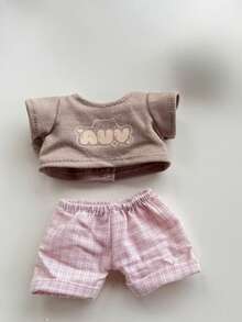 [仅衣服] 休闲格子吊带裤套装，适合17厘米娃娃，派对服装 [不含娃娃]