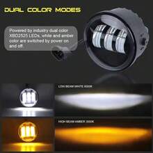 DrViAion 1对4英寸LED白色/琥珀色雾灯适用于JK Unlimited JK 07-18款前保险杠LED芯片驾驶越野雾灯 - 6000KWhite /3000K Amber - 查看 2