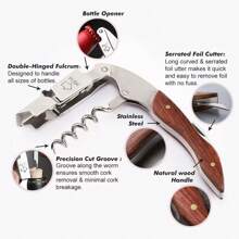 1 Piece Of Personalized Custom Wooden Handle Bottle Opener, Laser-Engraved Bottle Opener, Engraved Wedding Gift Prepared For Groomsmen, Bride's Father, And Ushers, Employee Gift, Party Gift, Wine Bottle Opener - Wooden-handled Corkscrew Bottle Opener - View 3
