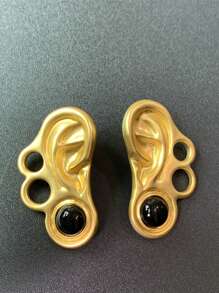 1 par de aretes de mujer con estilo vintage, aretes tipo gota con diseño de ojo del diablo en color mate y acabado vintage francés para damas