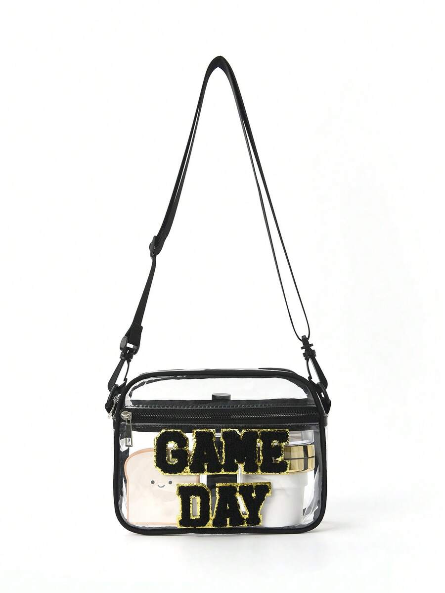 男女休闲透明斜挎包，简约防水PVC透明单肩包，迷你方形手机钱包，带可调节肩带，体育场认可的透明钱包，适合音乐会、体育赛事、节日、旅行、海滩