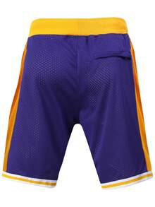 Atonmore 男式复古网眼刺绣拉链口袋篮球短裤，紫色，8/24 - 紫色 - 查看 2