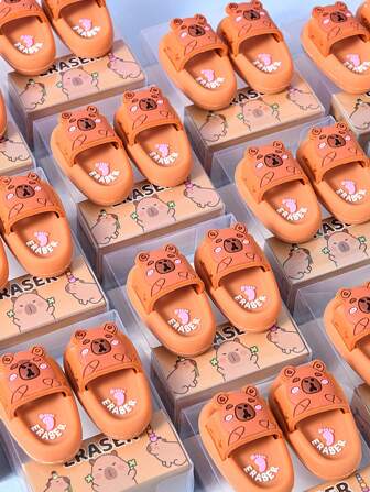 Two In A Box. Creative Cute Slipper Capybara Shape Student Eraser. Mini Capybara Eraser, Erases Cleanly. Eraser. Student Stationery, Back To School Season.