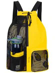 1pc Large Capacity Gym Bag Travel Bag Swimming Bag, Dry And Wet Separation/With Shoe Compartment Handbag Women Men Travel Luggage Bag Sports Fitness Bag Breathable Sports Backpack Yoga Mat Bag Swimming Canvas Striped Travel Office For Swimming Lessons, Yoga Class, Beach Day, Vacation & Workout Sport Bag For Sports For Fitness For Exercise For Vacation For Women For Men Travel Essential Yoga Bag - Multicolor - View 9