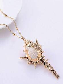 1pc Shell Pendant Necklace, Bohemian Beach Jewelry - Multicolor - View 5