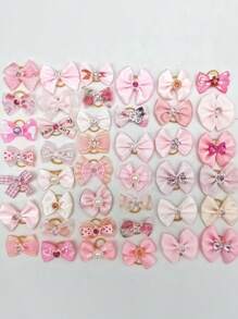 50 Stück rosa Gummiband Haarzubehör für Haustiere, Schleife Prinzessin Stil Kopfschmuck, geeignet für zu langes Haarpflege von Haustieren, Dekorativer Kopfschmuck für Haustiere, das beste Geburtstagsgeschenk für Haustiere, Haustierprodukte, Haustierzubehör, Haustier Haarzubehör