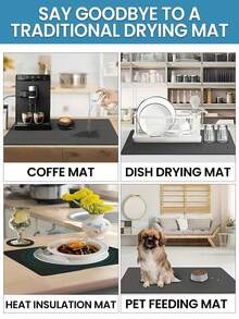 Artículos de decoración navideña Alfombrilla para barra de café, Posavasos aislantes, Almohadilla antigoteo para cafetera de encimera de cocina, Almohadilla absorbente resistente al agua para dispensador de agua, Alfombrilla de mesa resistente al aceite, Accesorios para alfombrilla de barra de café Súper absorbente antideslizante Alfombrillas de silicona para secar platos para decoración de encimera de cocina, Regalo para Navidad, Vuelta al cole, Verano, Halloween, Navidad