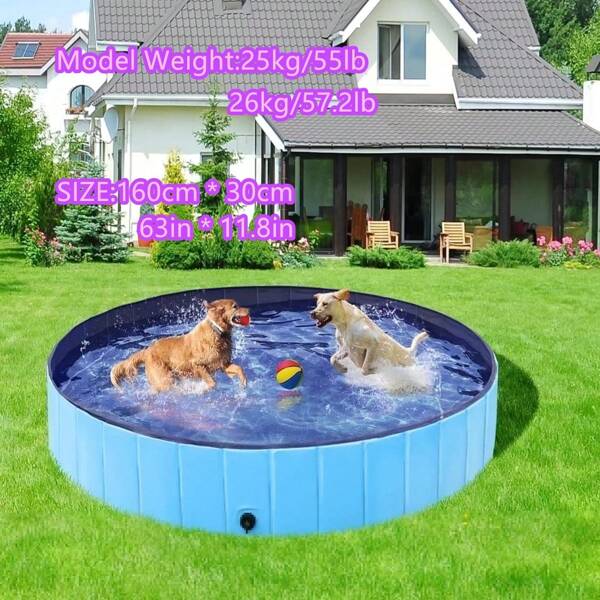 1 pieza Bañera plegable portátil para mascotas, piscina, cuenca de baño, adecuada para perros pequeños, medianos y grandes de hasta 65 kg