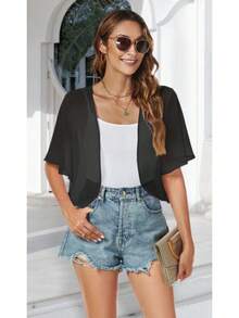 Women Shrug Chiffon Cardigans Open Front Short Sleeve Bolero Evening Dressy - màu xanh lá - Xem 11