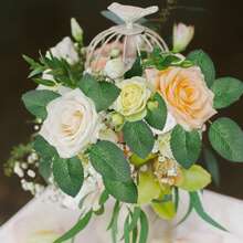 玫瑰装饰用假叶，10/15/20/25/30/50/80/100 片散装绿玫瑰带茎叶，适用于 DIY 婚礼花束中心装饰派对装饰玫瑰藤蔓花环花环用品 - 綠色 - 查看 3