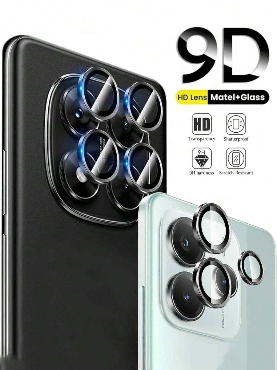 1 套金属环相机镜头保护膜适用于 Redmi Note 14 Pro 4G 5G 13 Pro 12 14C 13C 13 Pro+ Turbo 4 Pro Mi 14T Pro，超高清 9H+ 钢化玻璃相机镜头保护膜配件，防刮擦，防指纹，适合手机壳（黑色）适用于日常防护、办公室、家用手机相机盖防水防震防摔全覆盖 - 黑色 - 查看 1