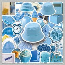 50张蓝色简约清新韩式DIY便签贴纸墙面玻璃文具装饰学校用品返校 - 彩色 - 查看 1