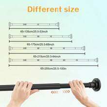 LOMILD 1 件多功能伸缩杆 - 无需钻孔，适用于浴帘、窗帘、门帘、衣柜储物和阳台晾衣场景 - 不锈钢材质，带有易于安装的塑料底座 - 有银色、黑色、白色、灰色可选；可调节张力窗帘杆，多种组合，无需钻孔不锈钢挂衣杆适用于浴室、衣柜、衣柜、浴室配件浴室装饰 - 多色-多尺寸 - 查看 8