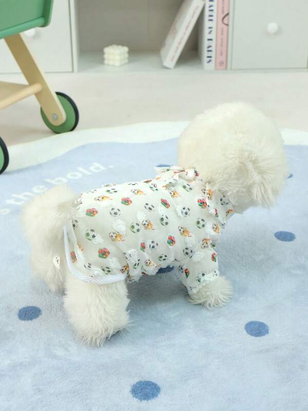 1pc Pet Dog Rainbow Soccer Print Collared T-Shirt, Stylish Tee For Teddy, Poodle, Dogs In Summer